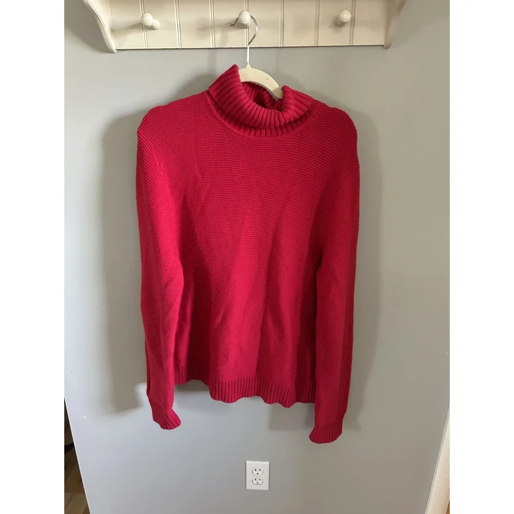 J.Crew Womens XL Red Textured Knit Turtleneck Sweater Long Sleeve Pullover